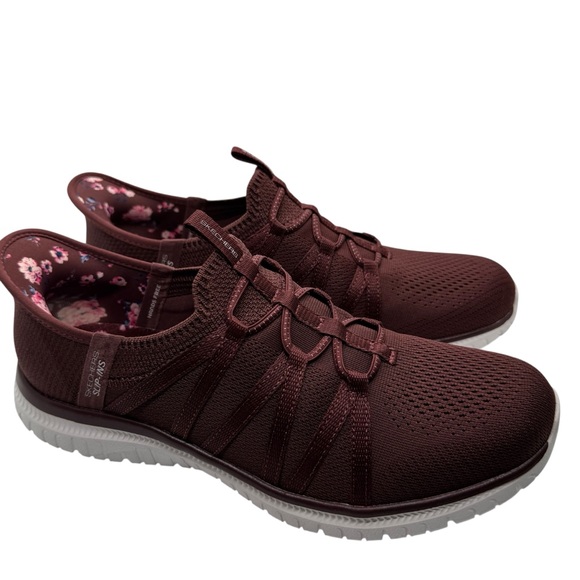Skechers Women's Slip-ins Virtue Washable Mesh Shoes Knit Sneakers Burgundy Sz 8 - Picture 2 of 10